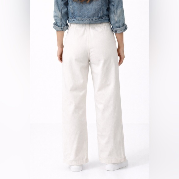 Lands' End White High Waisted Wide Leg Bare Back Jeans Size 10